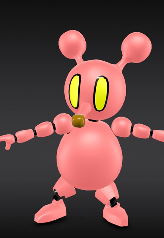 オリジナルARで表示するピンク色のキャラクターの3Dモデル